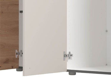 Granada Cashmere and Artisan Oak Effect Mirrored Five-Door Wardrobe - UK Luxury Furniture